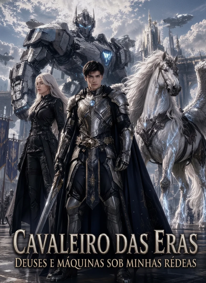 Capa de Cavaleiro das Eras: Deuses e Máquinas Sob Minhas Rédeas